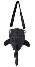 Load image into Gallery viewer, Small Black Shimmer Shark Crossbody Bag
