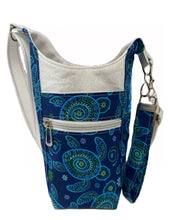 Load image into Gallery viewer, Sea Turtles Crossbody Water Bottle Bag w/Cell Phone Pouch, Zipper Pocket and Key Fob
