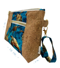 Load image into Gallery viewer, Sea Turtle and Gold Speckled Cork Crossbody Purse/Cosmetic Bag
