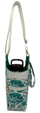 Load image into Gallery viewer, Teal Turtles Crossbody Water Bottle Bag w/Cell Phone Pouch, Zipper Pocket and Key Fob
