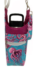 Load image into Gallery viewer, Pink Octopus Crossbody Water Bottle Bag w/Cell Phone Pouch, Zipper Pocket and Key Fob
