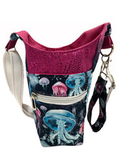 Load image into Gallery viewer, Jellyfish Crossbody Water Bottle Bag w/Cell Phone Pouch, Zipper Pocket and Key Fob
