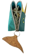 Load image into Gallery viewer, Teal and Yellow Faux Leather Fish Pouch
