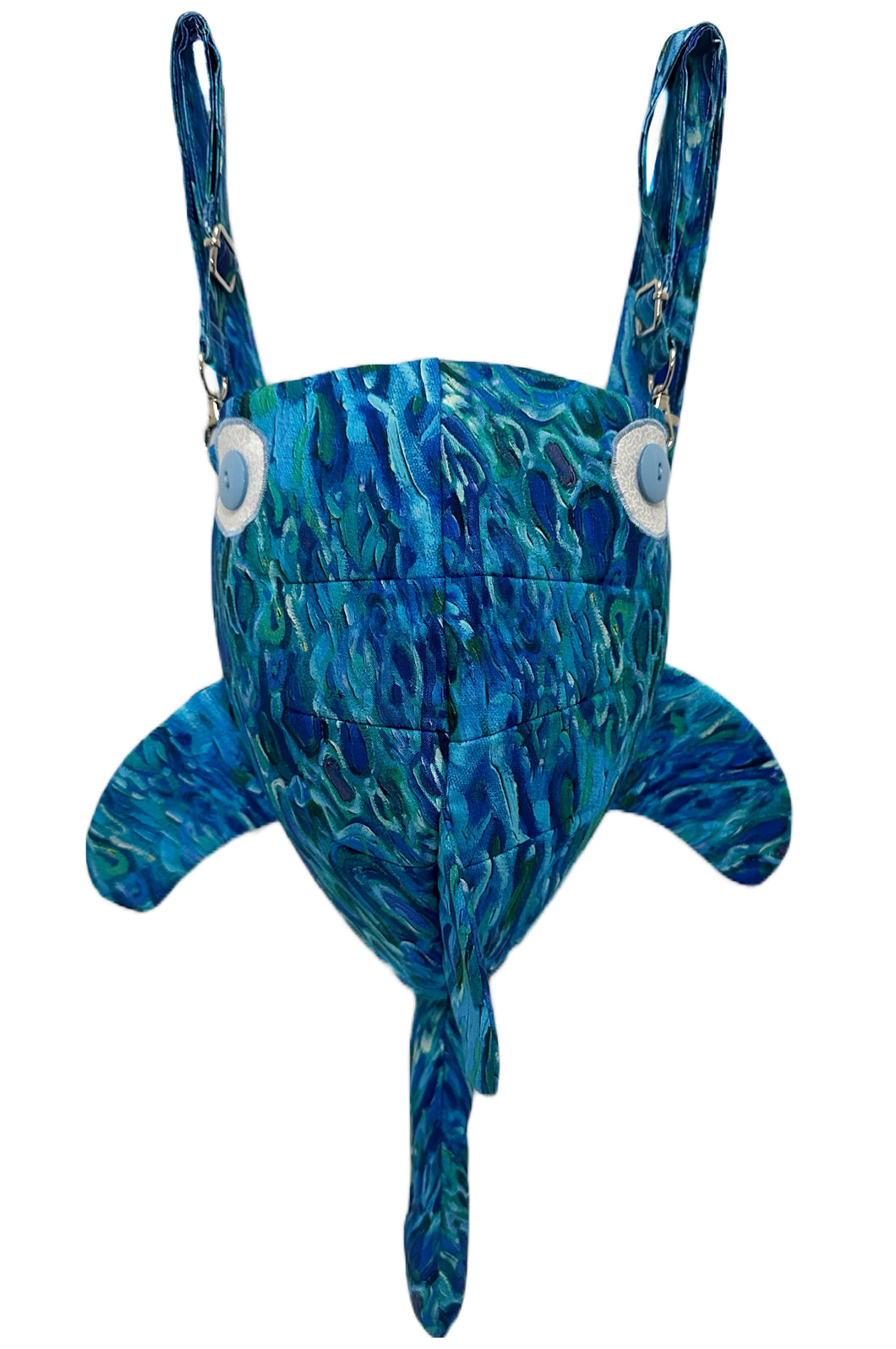 Large Blue and Green Shark Backpack/Crossbody Bag