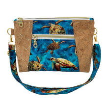 Load image into Gallery viewer, Sea Turtle and Gold Speckled Cork Crossbody Purse/Cosmetic Bag
