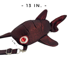 Load image into Gallery viewer, Small Red Shimmers Shark Crossbody Bag
