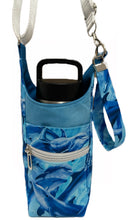 Load image into Gallery viewer, Blue Dolphins Crossbody Water Bottle Bag w/Cell Phone Pouch, Zipper Pocket and Key Fob
