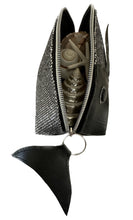 Load image into Gallery viewer, Black and Silver Faux Leather Fish Pouch
