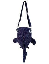 Load image into Gallery viewer, Small ‘Navy Blue Colorful Splash’ Shark Crossbody Bag
