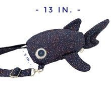 Load image into Gallery viewer, Small ‘Navy Blue Colorful Splash’ Shark Crossbody Bag
