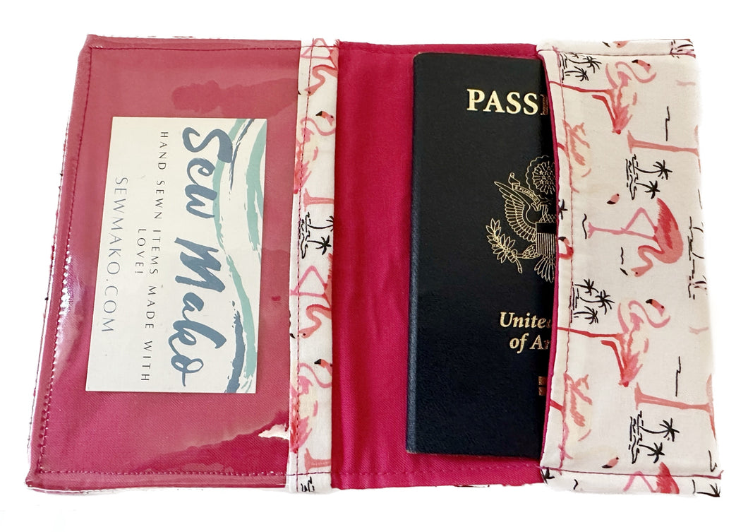 Pink Flamingo Passport and Card Holder