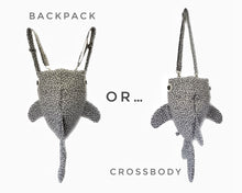 Load image into Gallery viewer, Large Grey and White Whale Shark Backpack/Crossbody Bag
