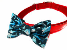 Load image into Gallery viewer, Blue Sharks Dog Bow Tie
