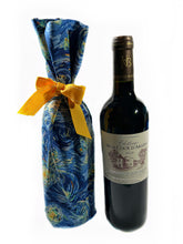 Load image into Gallery viewer, Blue and Yellow Swirls Reusable Wine Bottle Bag
